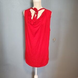 Cabi sleeveless cowl neck lipstick red tie back mini red dress